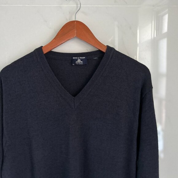 BOWEN & WRIGHT Wool V-Neck Knitted Sweater Pullover Charcoal Gray Size M… - Picture 3 of 9